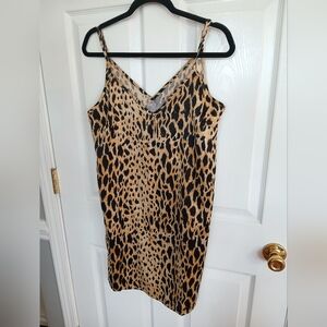 ASOS Leopard Print Slip Dress NWT Midi Lingerie Sexy Date Night Party Size 6
